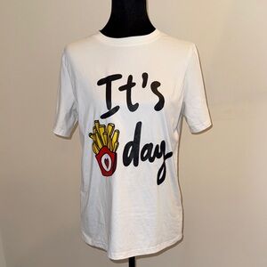 White Friday Graphic T-Shirt with Fries Design